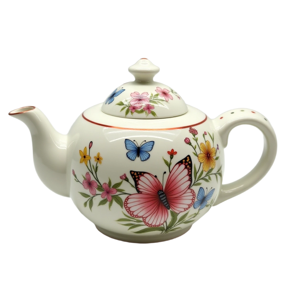 Floral and Butterfly Teapot